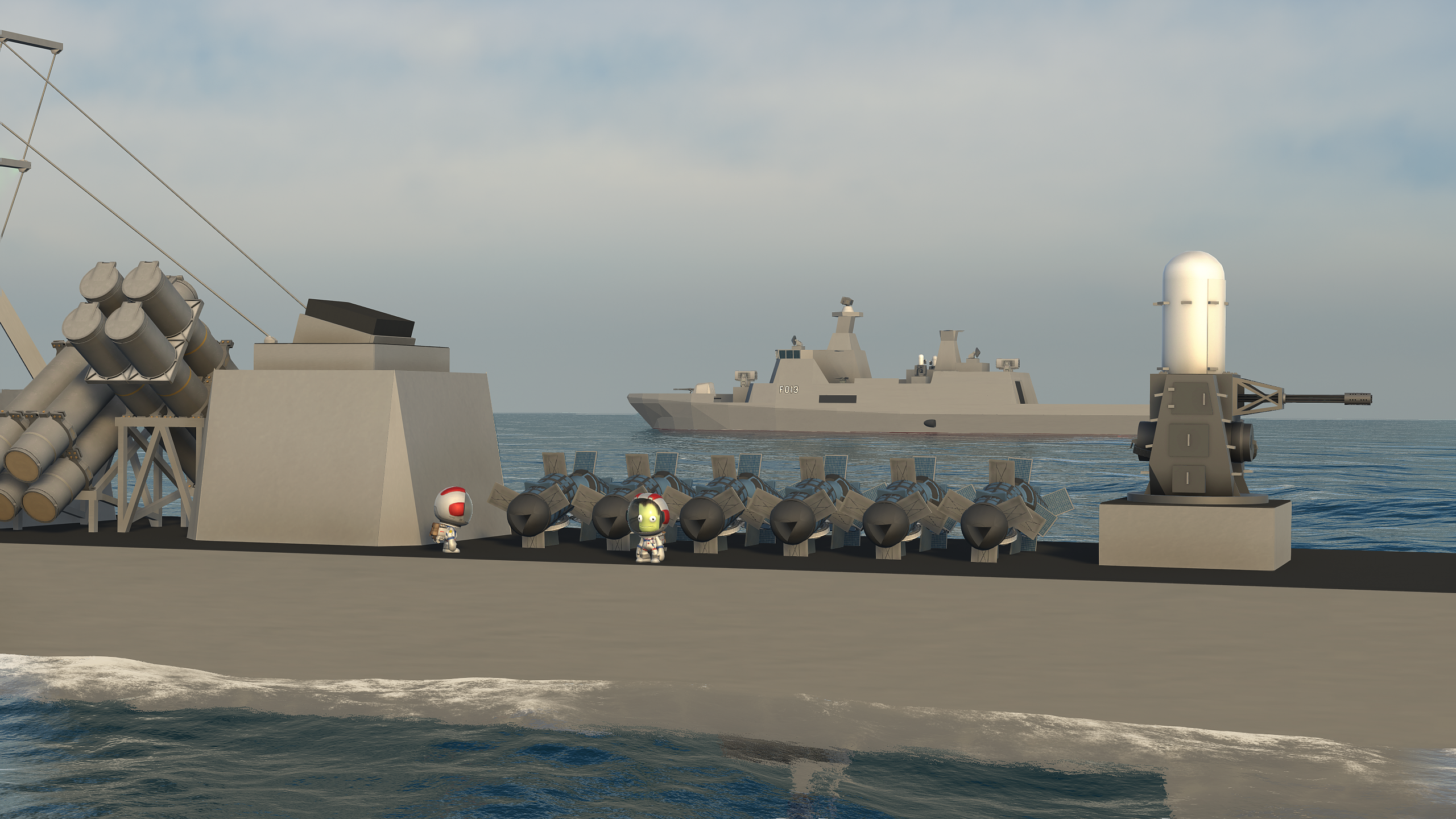 Cellinia Pierce's flagship, NCPV042 Princess On Board, deploying SEALINE platforms off of Larrea. Perennial class Corvette Goldenrod is visible behind.