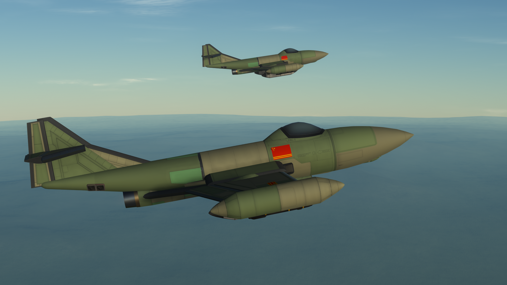 Two Sh-9s in flight.